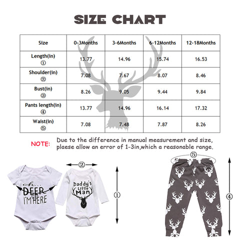 5pcs Baby Boys Oh Deer I'm Here Bodysuit Pants Set