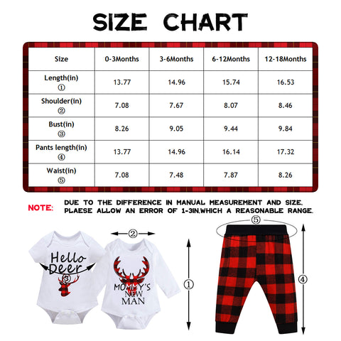 Mommy's New Man Hello Deer Christmas Plaid Pants Set