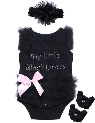 Newborn Baby Girls My Littele Black Dress Tutu Dress