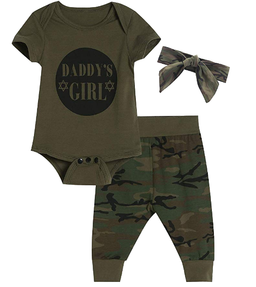 Baby Girls Bodysuit Camouflage Pants 3 Set