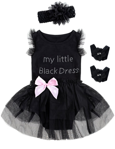 Newborn Baby Girls My Littele Black Dress Tutu Dress