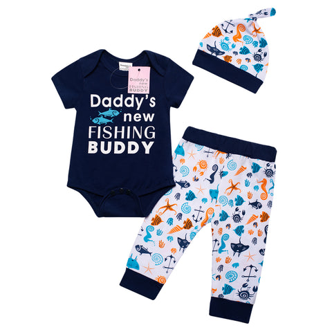 Baby Boys Daddy's New Fishing Buddy Pants Set