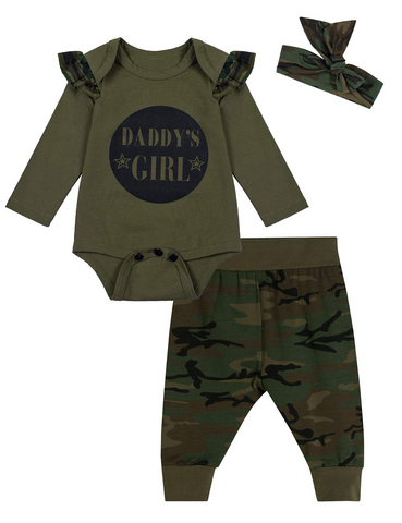 Baby Girls Camouflage Pants 3pcs Pant Set