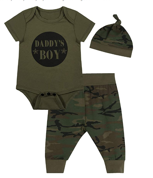 Baby Boys Bodysuit Camouflage Pants 3ps Set